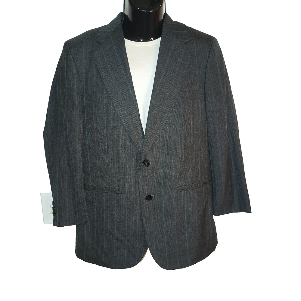 Town Craft Men’s Gray instripe Two‑Button Blazer Suit Jacket Size 42 M003
